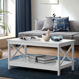 Oikiture Coffee Table Storage Rack 2-Tier White - Front View