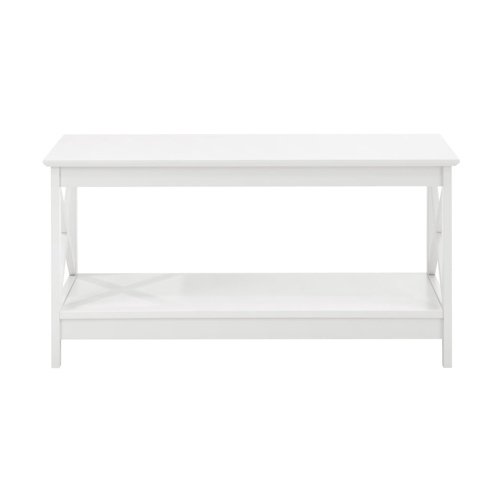 Oikiture Coffee Table Storage Rack 2-Tier White