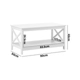 Oikiture Coffee Table Storage Rack 2-Tier White