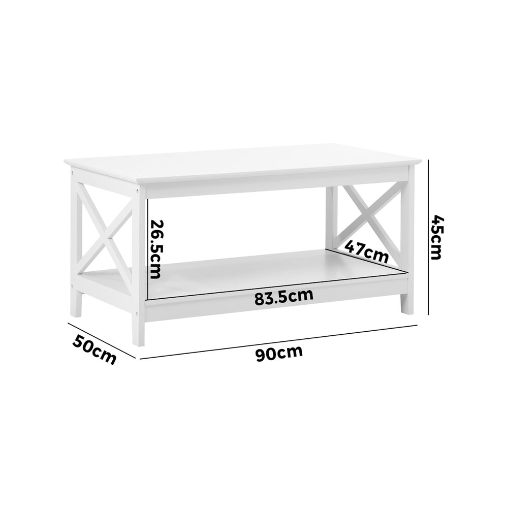 Oikiture Coffee Table Storage Rack 2-Tier White