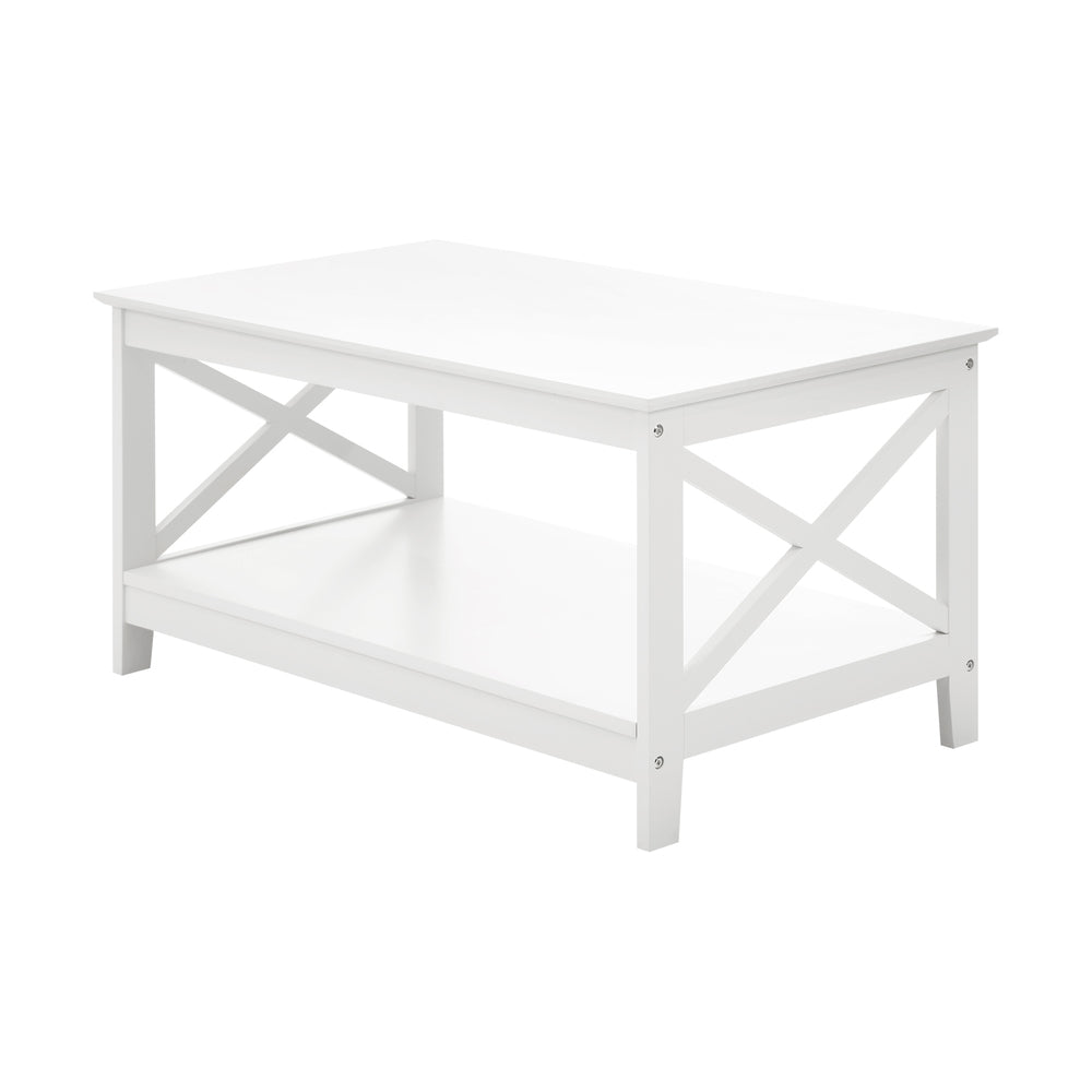 Oikiture Coffee Table Storage Rack 2-Tier White