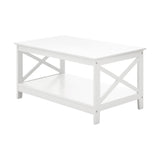 Oikiture Coffee Table Storage Rack 2-Tier White - Side View