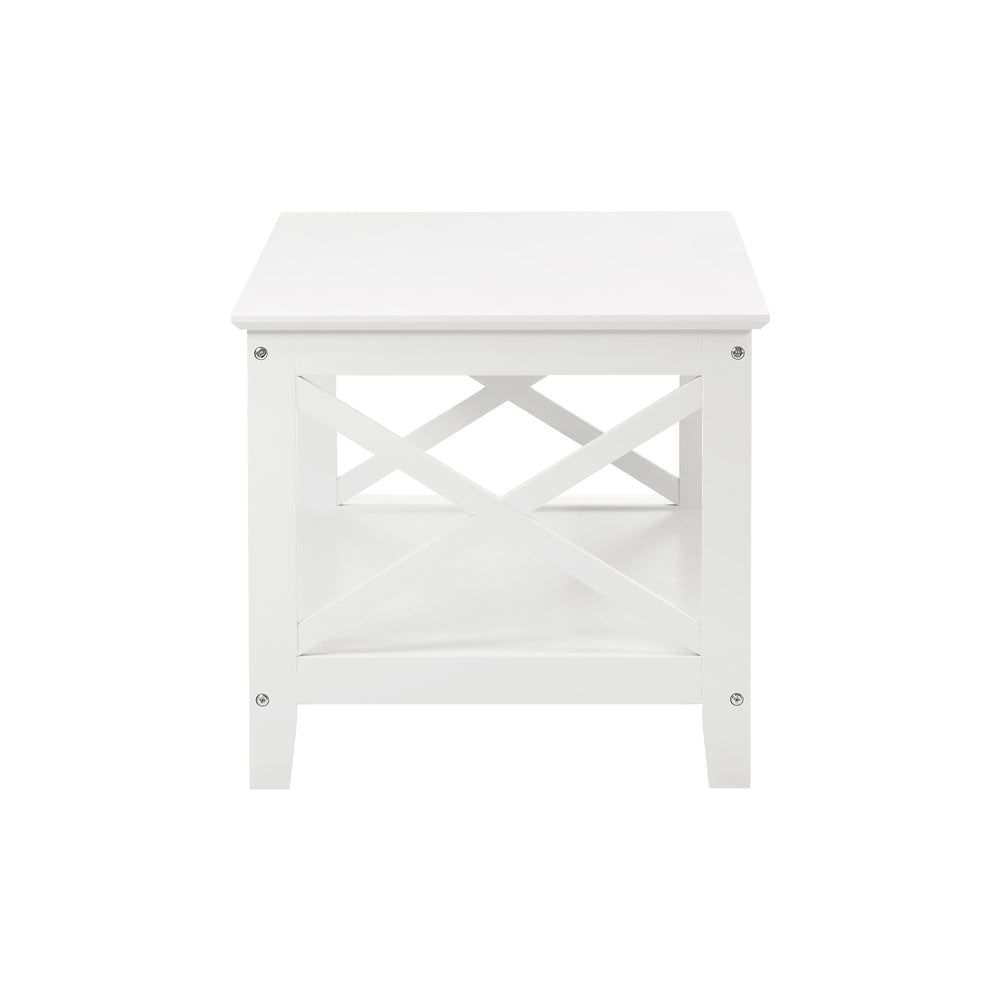 Oikiture Coffee Table Storage Rack 2-Tier White