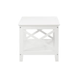 Oikiture Coffee Table Storage Rack 2-Tier White - Close-Up Angle