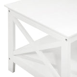 Oikiture Coffee Table Storage Rack 2-Tier White