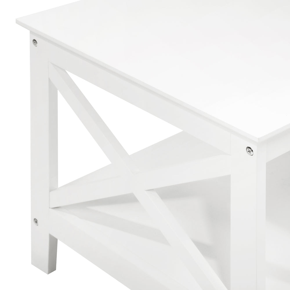 Oikiture Coffee Table Storage Rack 2-Tier White
