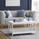 Oikiture Coffee Table Storage Rack 2-Tier White