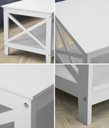 Oikiture Coffee Table Storage Rack 2-Tier White - Top-Down View