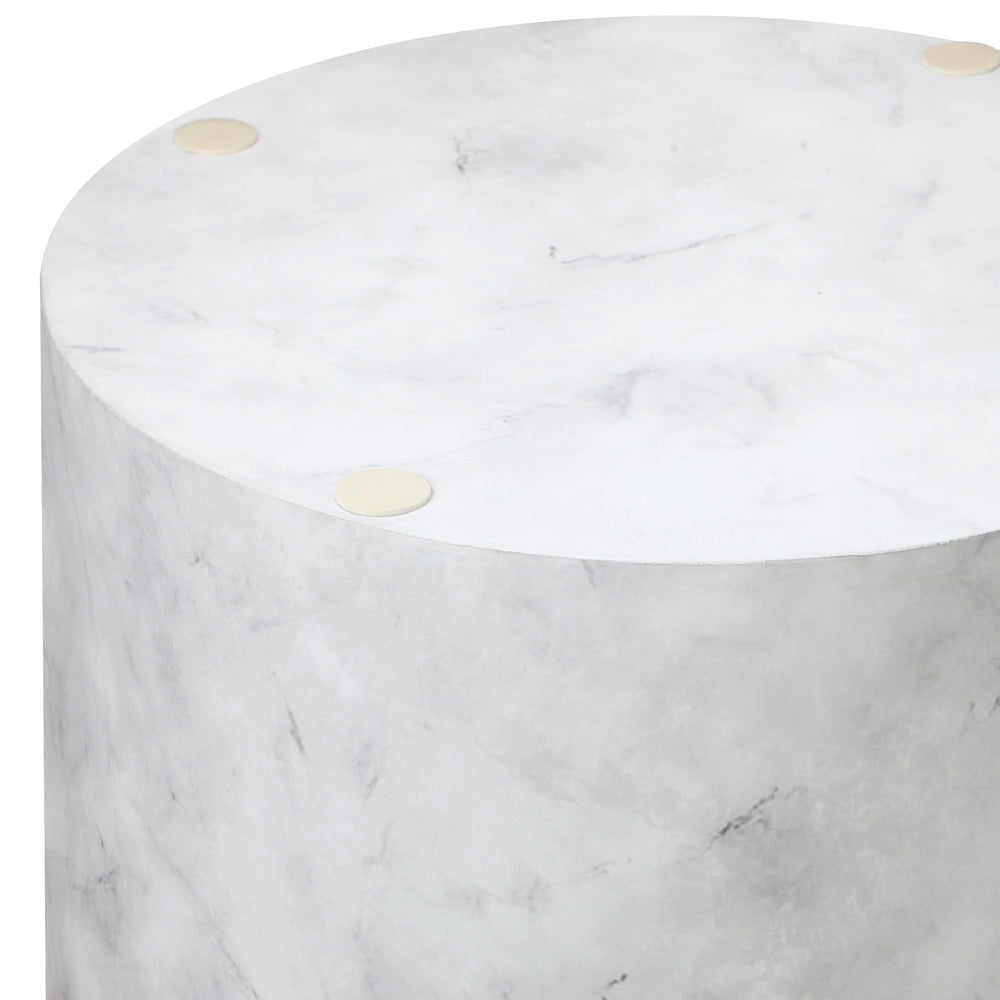 Oikiture Round Coffee Table Set of 2 Marble Effect White