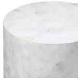Oikiture Round Coffee Table Set of 2 Marble Effect White - Top-Down View