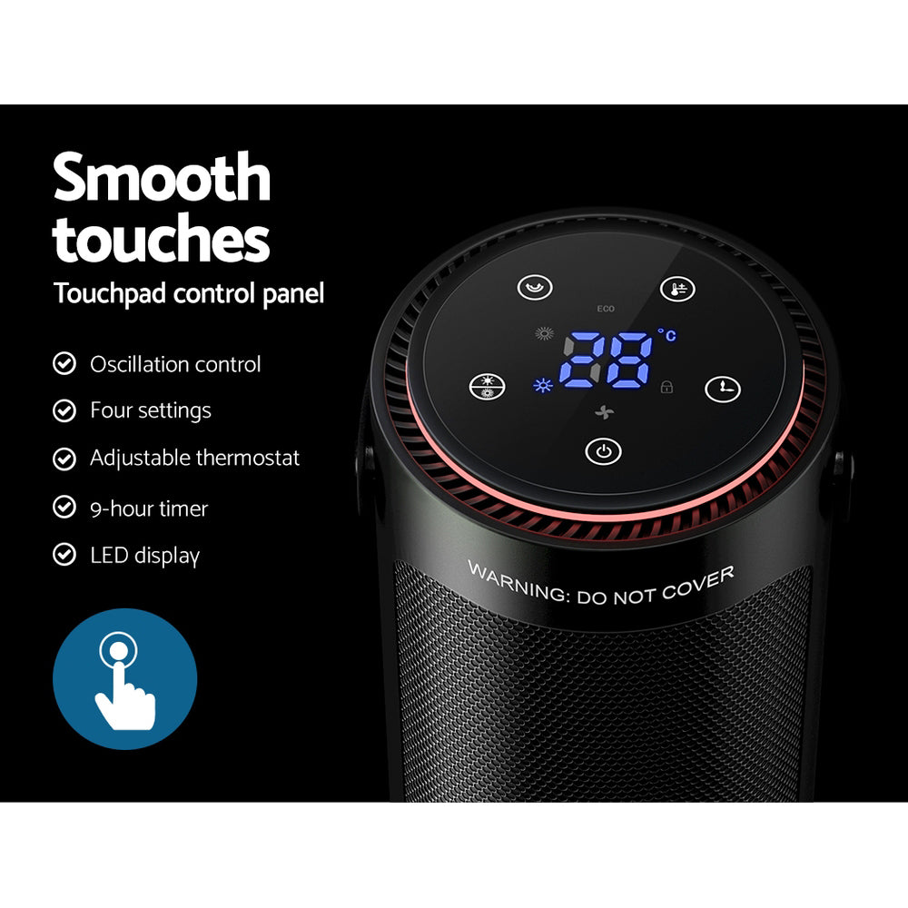 Devanti 2000W Ceramic Tower Heater with Eco Mode and Remote Control