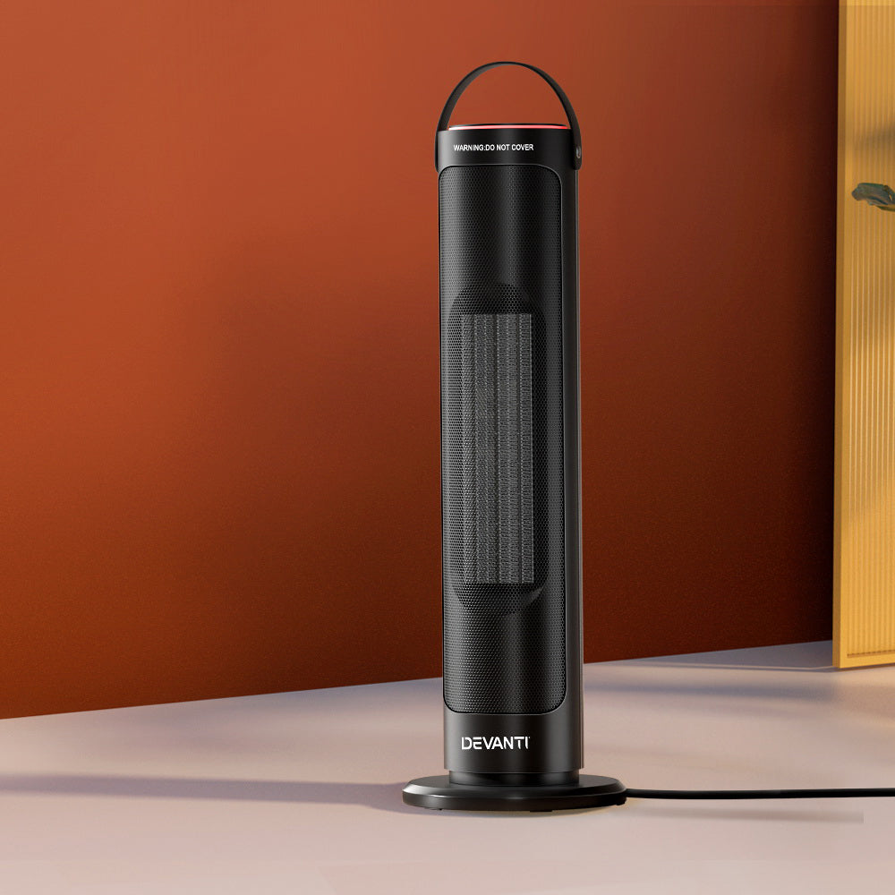 Devanti 2000W Ceramic Tower Heater with Eco Mode and Remote Control
