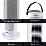 Devanti 2000W Ceramic Tower Heater Space Heaters Oscillating Indoor White - Rear View