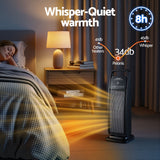 Devanti 2000W Ceramic Tower Heater Space Heaters Indoor Oscillating Black - Close-Up Angle