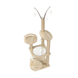 Alopet 132cm Wooden Cat Tree Scratching Post Acrylic Bowl