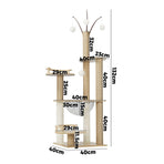 Alopet 132cm Wooden Cat Tree Scratching Post Acrylic Bowl