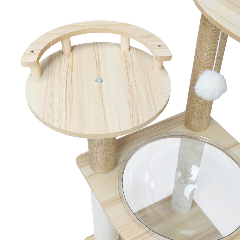 Alopet 132cm Wooden Cat Tree Scratching Post Acrylic Bowl