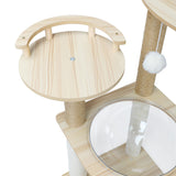 Alopet 132cm Wooden Cat Tree Scratching Post Acrylic Bowl - Side View