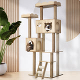 Alopet Cat Tree Tower Scratching Post Wood Condo 161cm - Close-Up Angle