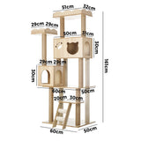 Alopet Cat Tree Tower Scratching Post Wood Condo 161cm - Rear View