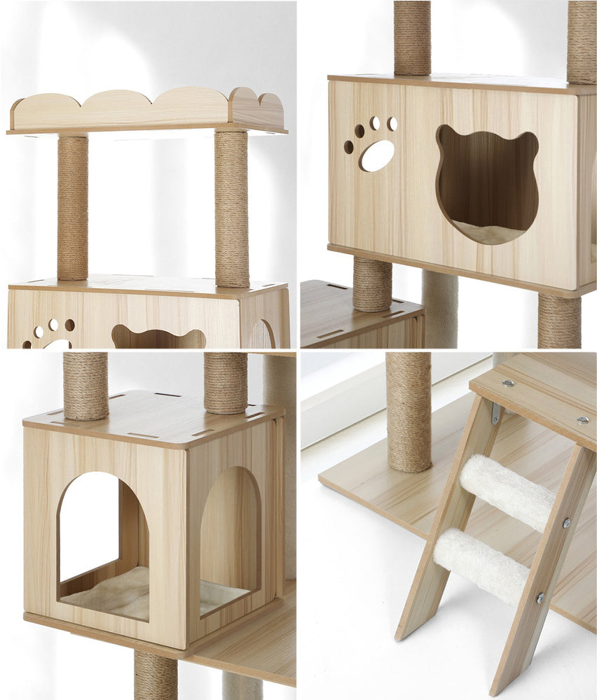 Alopet Cat Tree Tower Scratching Post Wood Condo 161cm