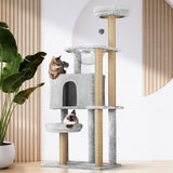 Alopet 140cm Cat Tree, Grey Cat Tower Scratching Post - Front View