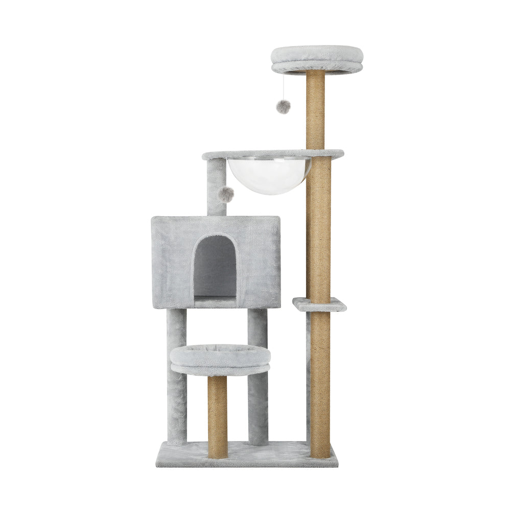 Alopet 140cm Cat Tree, Grey Cat Tower Scratching Post