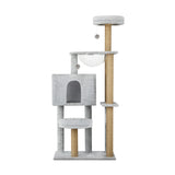 Alopet 140cm Cat Tree, Grey Cat Tower Scratching Post - Rear View