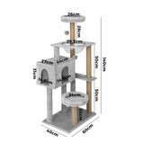 Alopet 140cm Cat Tree, Grey Cat Tower Scratching Post