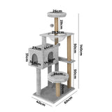 Alopet 140cm Cat Tree, Grey Cat Tower Scratching Post - Close-Up Angle