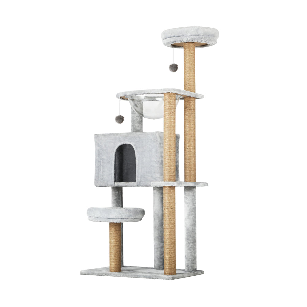 Alopet 140cm Cat Tree, Grey Cat Tower Scratching Post