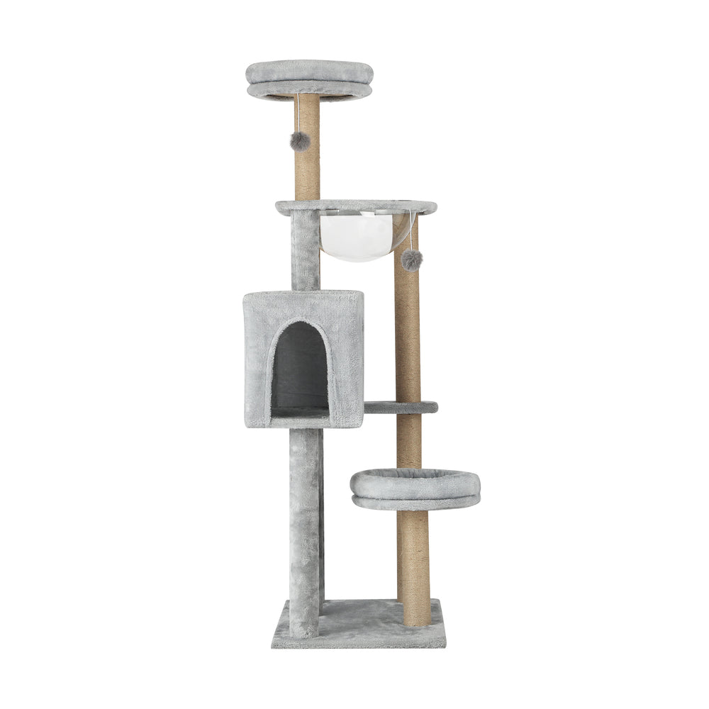 Alopet 140cm Cat Tree, Grey Cat Tower Scratching Post