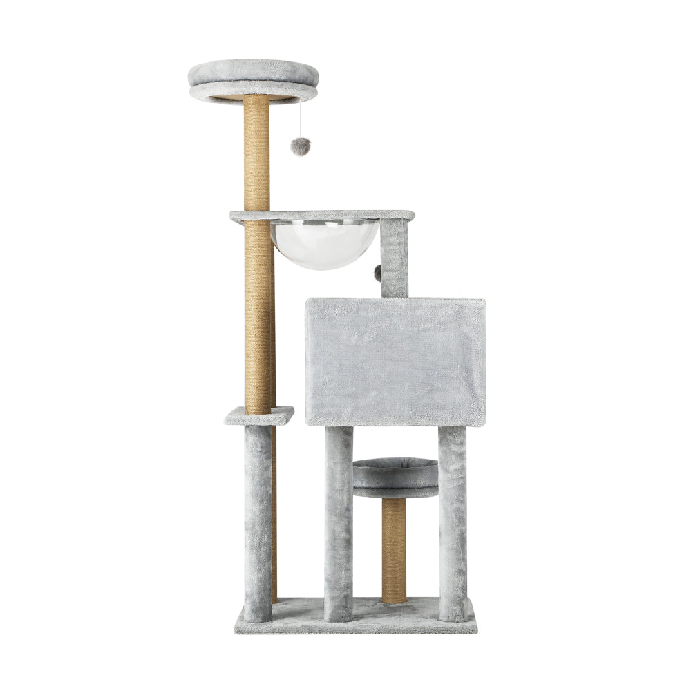 Alopet 140cm Cat Tree, Grey Cat Tower Scratching Post