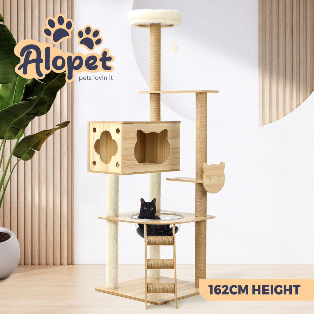 Alopet 162cm Wooden Cat Tree with Ladder