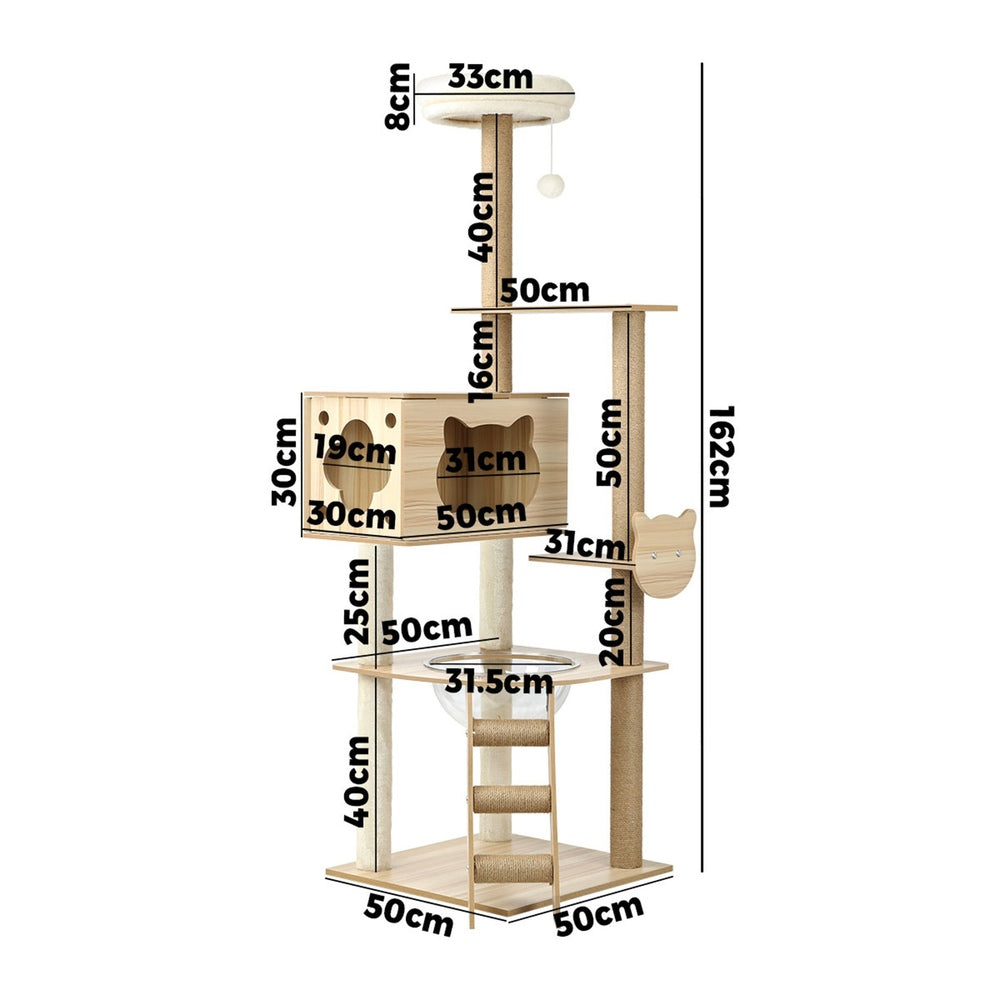 Alopet 162cm Wooden Cat Tree with Ladder