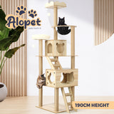 Alopet 190cm Wooden Cat Tree with Ladder - 45-Degree Angle