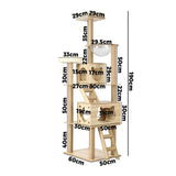 Alopet 190cm Wooden Cat Tree with Ladder - Rear View
