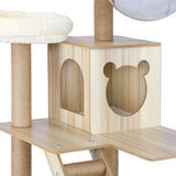 Alopet 190cm Wooden Cat Tree with Ladder - Front View
