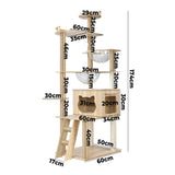 Alopet 174 cm Cat Tree with Scratching Post Cat Condo Ladder - Rear View