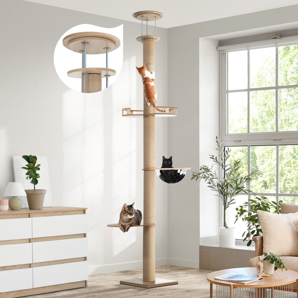 Alopet Cat Tree Wood Tower Scratching 270cm Post Floor to Ceiling