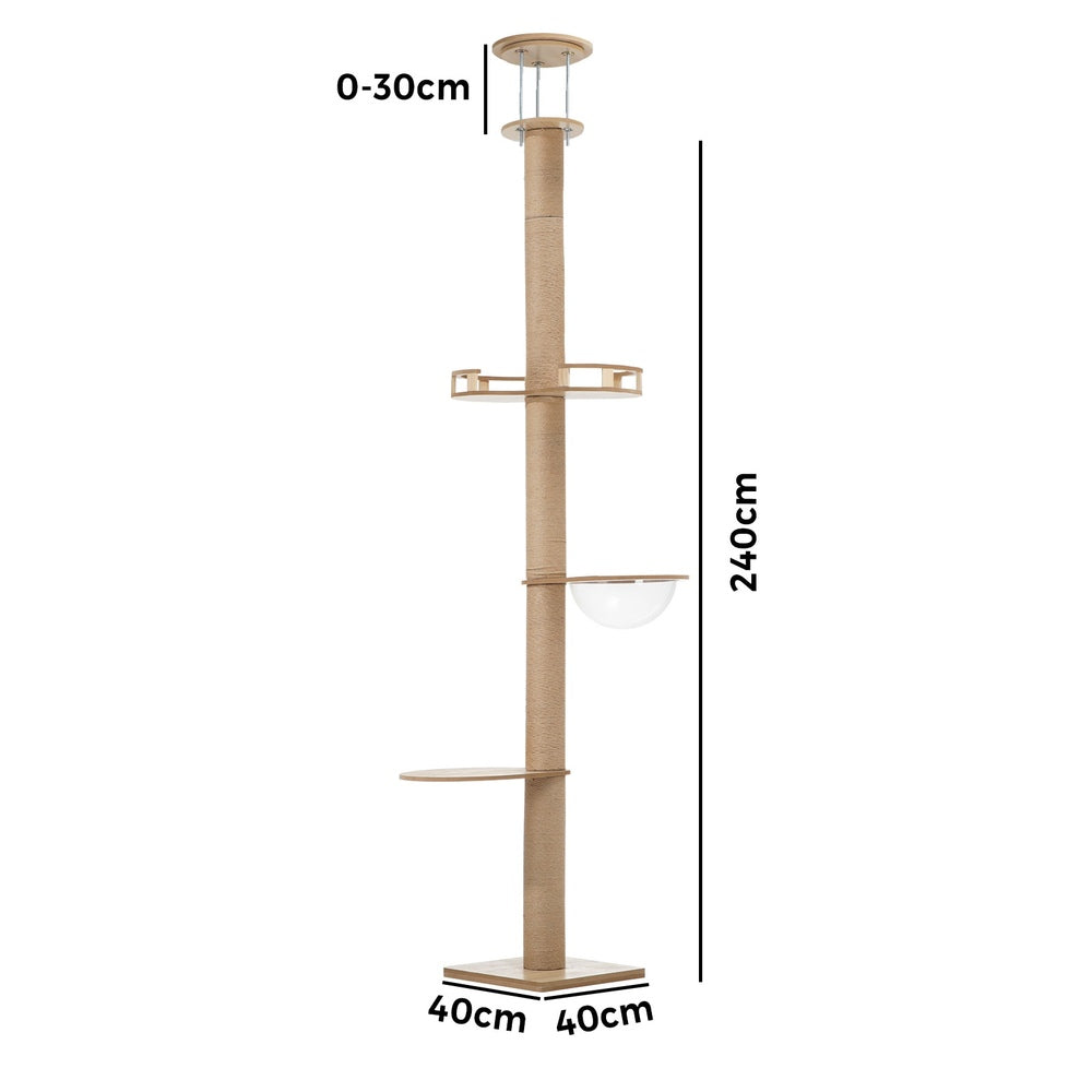 Alopet Cat Tree Wood Tower Scratching 270cm Post Floor to Ceiling