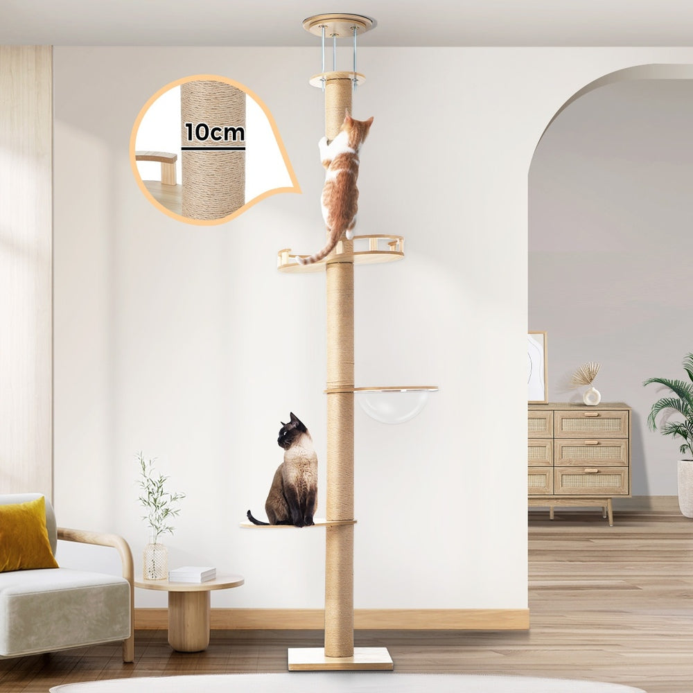 Alopet Cat Tree Wood Tower Scratching 270cm Post Floor to Ceiling