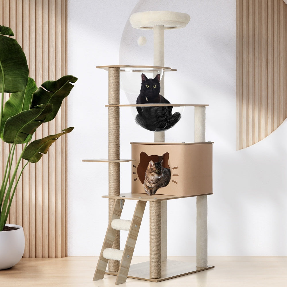Alopet Cat Tree Wood Scratcher Condo Detachable House