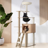 Alopet Cat Tree Wood Scratcher Condo Detachable House - Top-Down View