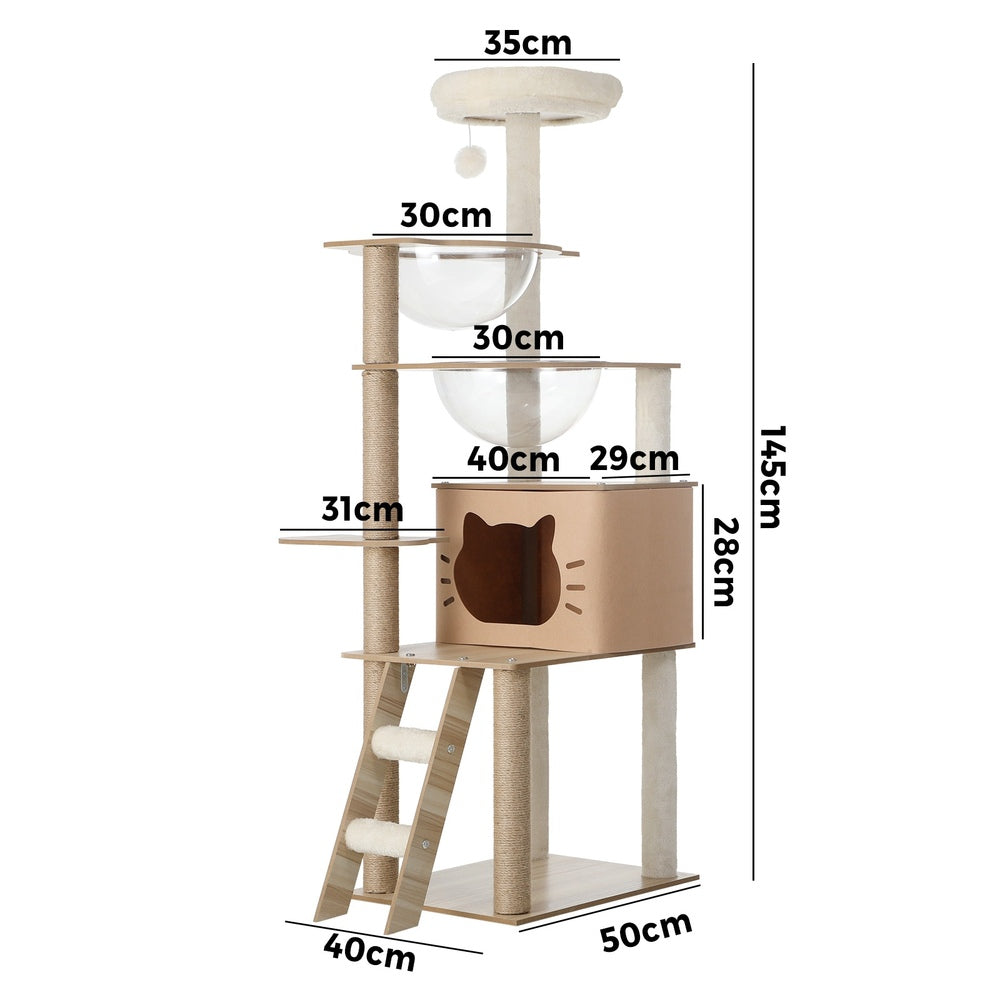 Alopet Cat Tree Wood Scratcher Condo Detachable House