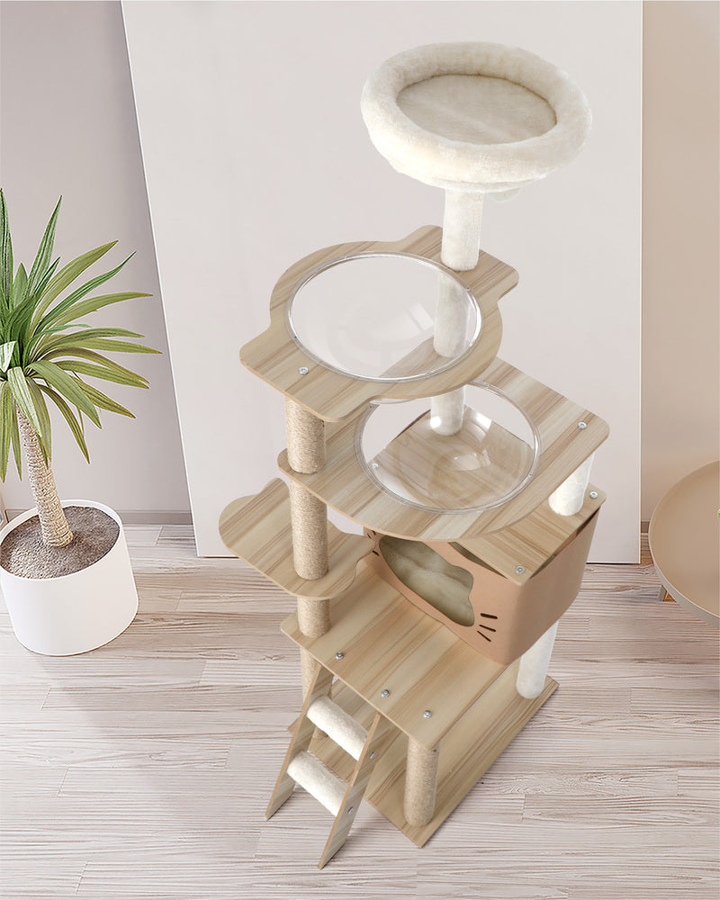 Alopet Cat Tree Wood Scratcher Condo Detachable House