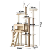 Alopet Large Cat Tree Wood Scratcher Condo House Bed 172cm - Low Angle
