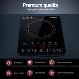 Devanti 2000W Induction Ceramic Cooktop with Touch Controls - Top-Down View