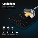 Devanti 2000W Induction Ceramic Cooktop with Touch Controls - Rear View