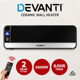 Devanti 2000W Black Wall-Mounted Ceramic Heater - Side View
